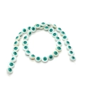 Flat round evil eye shell beads with turquoise concentric circles for DIY jewelry making - 9mm (21g) / Green