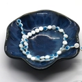 Perles rondes plates en nacre avec motif œil bleu pour création de bijoux DIY - Disque / 6mm (env. 12g/Brin)