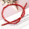 Polished red cylindrical natural shell beads for DIY jewelry and necklace crafting - 4x8mm / Coral Red (No.4)