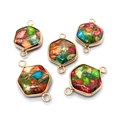 Connecteur hexagonal en pierre empereur avec dorure pour la création de bijoux et pendentifs - Patchwork Brillant