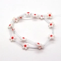 Perline di fiori in conchiglia naturale 12mm con cuori rossi per la creazione di gioielli - 12mm (0.5g) / Petalo Bianco Centro Rosso