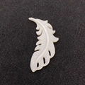 Natural sea shell feather pendant with pearlescent finish for DIY jewelry making - 14x34mm / White