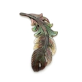 Iridescent natural shell feather pendant accessory with carved textures on white background - 14x34mm / Black