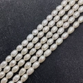 Strands of oval natural freshwater pearls with satin luster for DIY jewelry making - White / 3-4mm