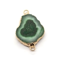 Groene Druzy Agaat connector met gouden rand en dubbele lussen voor het maken van sieraden - Donkergroene Stijl (Nr. 8)