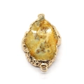 Onregelmatige druzy agaat hanger met vergulde dubbele lus en getextureerde metalen rand - Geelbruine Stijl (Nr. 9)