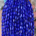 Nahaufnahme königsblauer, reisförmiger Muschelperlen für DIY-Schmuckherstellung - Dunkelblau (Nr. 3)