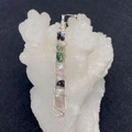 Handmade silver wire wrapped natural stone and pearl column pendant in deep blue and green - 10x53mm / No. 6 (Artificial Pearl and Stone Mix)