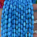 Perles en coquillage naturel bleu vif en forme de riz avec un eclat iridescent de mode - Bleu Brillant (N°11)