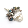 Baroque pearl and resin drop pendant with silver wire wrap for DIY necklaces - 30x45-35x48mm / No. 8 (White)