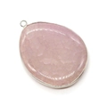 Colgante de ágata rosa natural en forma de gota con borde plateado y veteado de hielo - 30x45mm / Rosa
