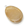 Colgante de ágata craquelada amarilla en forma de gota con borde de metal plateado - 30x45mm / Amarillo