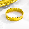 Detail of layered gold titanium steel bracelet featuring a unique water-drop splice design - 18K / Gold