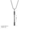 Collier avec pendentif bâton doré Sun Wukong en acier inoxydable argenté, longueur 64mm - Pendentif avec Chaîne Torsadée (40+5cm) / Acier