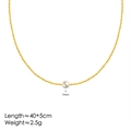 Minimalistische 18K vergoldete Titanstahlkette mit einem 7mm runden Perlenanhänger - Halskette mit Einer Künstlichen Perle / 18K-Gold / Gold