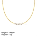 Minimalistische 18K vergoldete Titanhalskette mit 6 horizontalen 5mm Perlen - Halskette mit Sechs Künstlichen Perlen / 18K-Gold / Gold