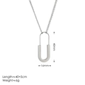 Details mit Maßen der U-förmigen Halskette aus Edelstahl, Anhängergröße 40 mm - Silber Glatte Halskette