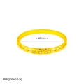Detail view of 18k gold plated bangle with 60mm diameter and 16.5g weight specs - Gold Style 3
