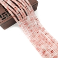Macro-opname van gefacetteerde roze kwartskralen met natuurlijke textuur voor sieraden - 2x4mm / Watermeloen Kwarts