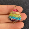 Colorful striped imperial stone triangle pendant with gold-plated metal frame for DIY jewelry - Triangle Shape