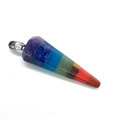 Hexagonal seven chakra energy crystal pendant with layered healing stones and silver bail - Style 2 Hexagonal Cone (1011-T201118014)