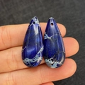 Pendenti a goccia d'acqua in pietra imperiale blu con texture marmorea - Texture a Rete Blu Profondo (N. 9) / 15x23mm