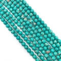 Round imperial jasper turquoise beads in vibrant blue with brown matrix for DIY jewelry - Size 9