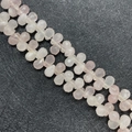 Perle sfaccettate in quarzo rosa a forma di goccia per la creazione di gioielli - 6x9mm (44 Pezzi/Filo) / Quarzo rosa