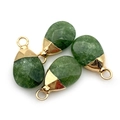 Set of four green aventurine gemstone faceted teardrop pendants with gold metal caps - Green Aventurine (No.7)