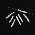Macro detail of natural irregular baroque stick pearls with silver needle through hole - Straight Hole