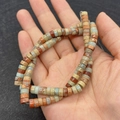 Perle cilindriche piatte in pietra naturale multicolore per creazione di gioielli - 3x6mm / Texture Marrone Giallo Teal Grigio (N. 4)