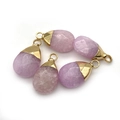 Faceted oval natural tiger eye and amethyst stone pendants with gold plated bail for DIY - Purple Chalcedony