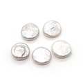 Five pieces of 19-20mm natural baroque coin pearls in creamy white with iridescent luster - 19-20mm Approx 3.5g/pc / White (No Hole)