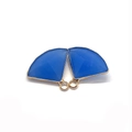 Colgantes de piedra azul facetada en forma de abanico con bordes dorados para joyas - 17x19mm (50 Piezas/Paquete) / N.º 3 (Azul)