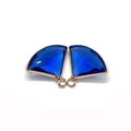 Pair of dark blue fan-shaped faceted crystal pendants with gold-plated metal frame for DIY - 17x19mm (50 Pieces/Pack) / No. 7 (Dark Blue)