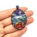 Oval rainbow chakra gemstone pendant with colorful stones in black frame - 32x50mm / Oval Style (Multi-color)