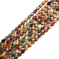 Polished oval imperial jasper beads in reddish and earthy tones for DIY jewelry making - 7X9mm / Multicolor Mixed Pattern (No.13)