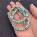 Sky blue flat round turquoise beads with dark veining on 4x6mm imperial stone strands - 4x6MM / No. 1