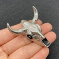 Ciondolo teschio di toro argento per gioielli fai da te con scultura scheletrica - Stile Argento Solido (No.5)