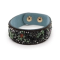 Bohemian leather wrap bracelet with green mineral stones and black crystals - Green Black Mixed (5)