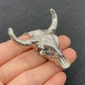 Ciondolo teschio di toro in argento lucido, accessorio per gioielli fai-da-te stile punk - Stile Argento Lucido (No.6)