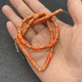 Orange cylinder turquoise beads with brown marble texture for DIY jewelry making - 4x8mm / Orange Red
