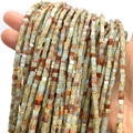 Fils de perles carrées en pierre naturelle de 3mm aux couleurs terreuses mélangées - Perles Carrées 3x3x3mm / Couleur Mixte Naturelle (N° 3)