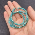 Strand of 3mm square blue turquoise emperor stone beads with natural brown veins on hand - 3x3mm / Blue Green Brown Marbled