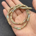 Natural imperial turquoise 4x8mm cylindrical stone beads with marble texture in teal and brown - 4x8mm / Dark Brown