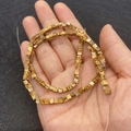 Cube shaped natural picture jasper beads with earthy yellow and brown mineral textures - 3x3mm / Ocher Brown Marble Texture (No.4)