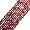 Polished red imperial stone oval beads for DIY jewelry with natural marbled textures - 7X9mm / Deep Red Pattern (No.9)