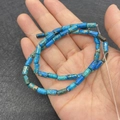 Blue Imperial Stone cylindrical beads with natural brown veins for DIY jewelry making - 4x8mm / Blue Vein Color