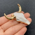Ciondolo a testa di toro bianco e oro per la creazione di gioielli fai da te - Stile Osso Bianco e Corno d'Oro Lucido (No.12)