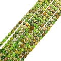 Strand of green Emperor Stone oval beads with natural mineral textures for DIY jewelry - 7X9mm / Green Brown Pattern (No.10)